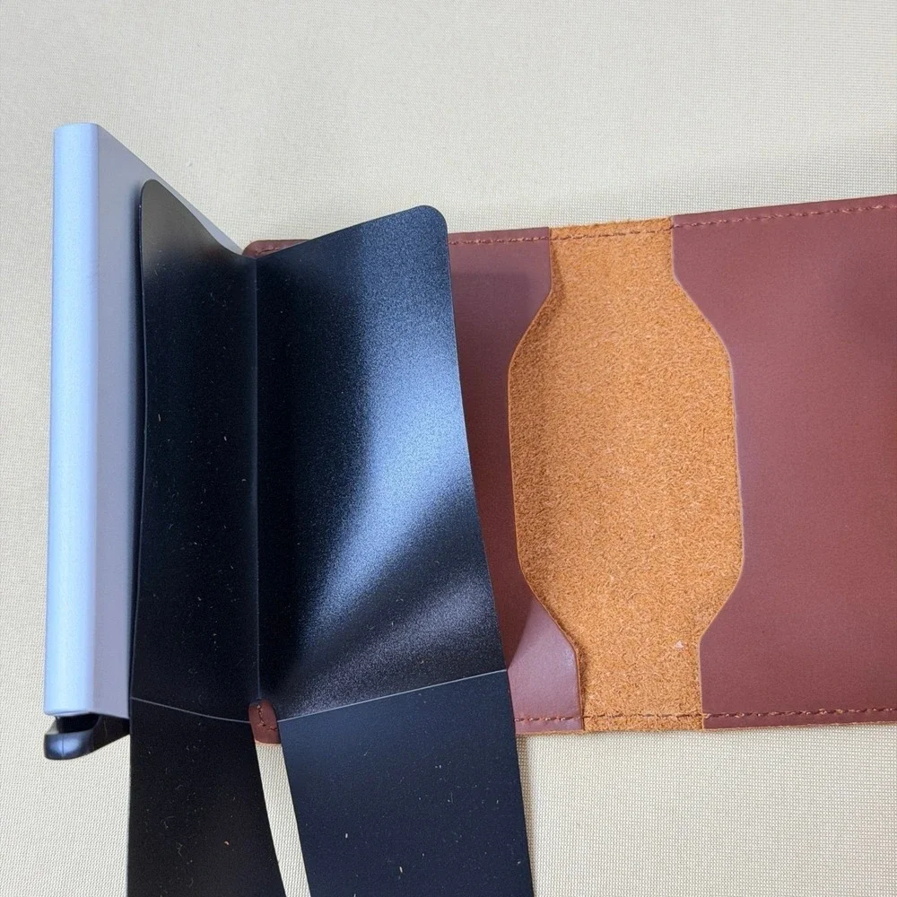 NEW Safecard RFID Pop Up Wallet Mens OS Brown New Leather Minimalist Card Holder